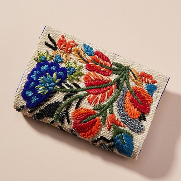 Anthropologie Handbags - Anthropologie Beaded and Embroidered Clutch